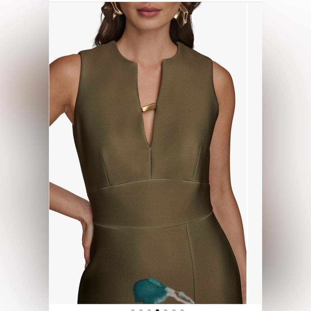 Donna Karan New York
Floral Print Sleeveless Sheath Dress
Color: Antique Green - Picture 5 of 8